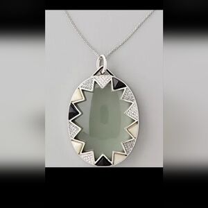 House of Harlow 1960 Silver Resin Necklace Black White Pendant